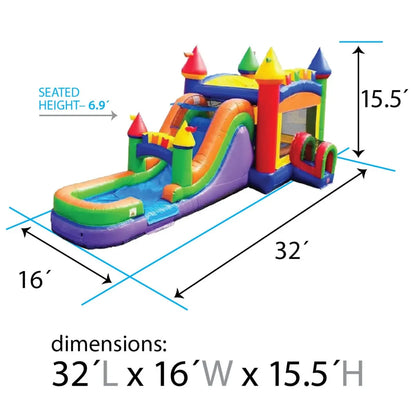 Mega Modern Rainbow Water Slide Bounce House Combo