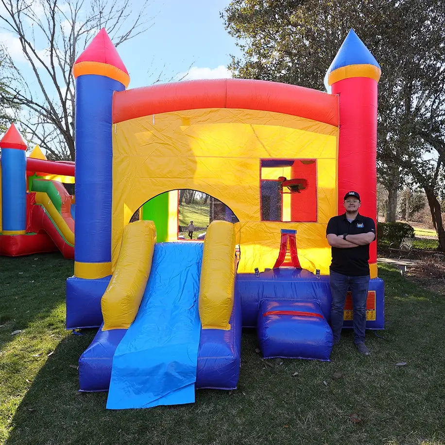 13'x13' Inflatable Bounce House w/ Basketball Hoop