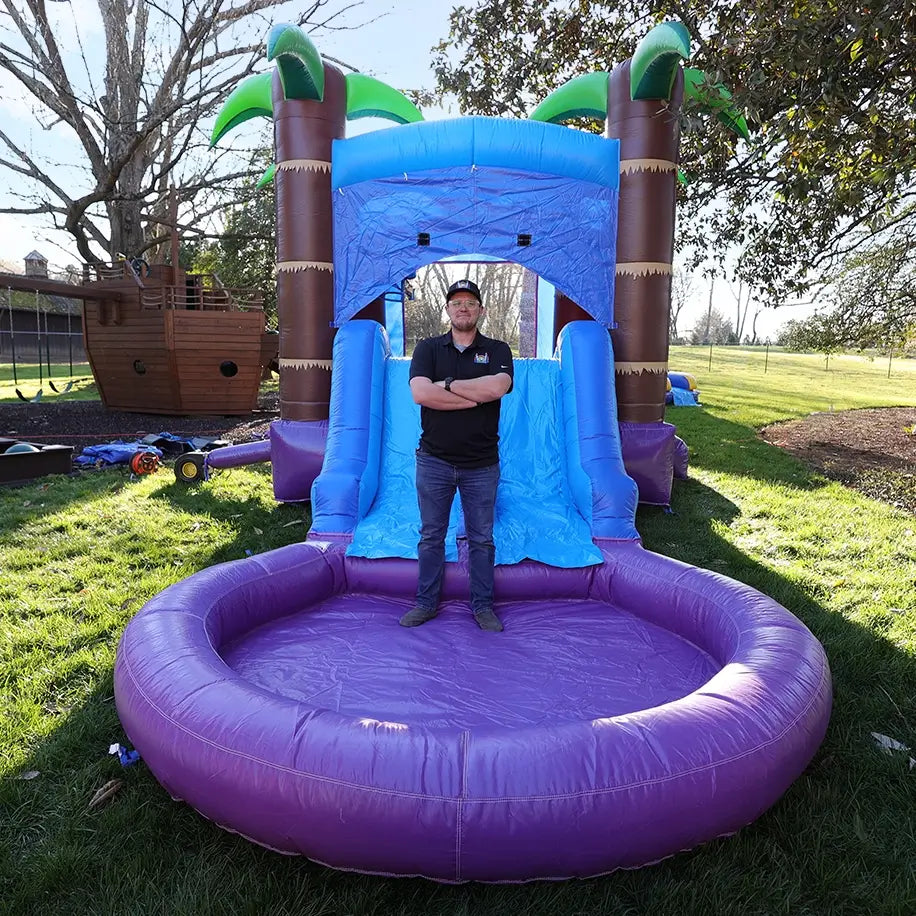 12'x12' Tropical Blue Inflatable Bounce House Combo